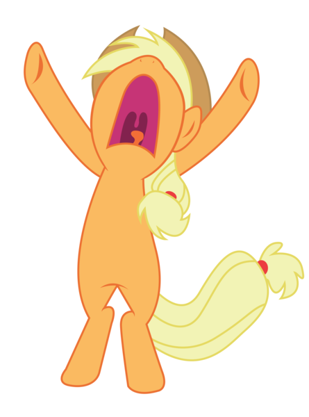 Size: 3082x4152 | Tagged: safe, artist:bigccv, derpibooru import, applejack, pony, the last roundup, aaugh!, big no, bipedal, no, nose in the air, open mouth, screaming, simple background, solo, standing, tongue out, transparent background, uvula, vector, yelling