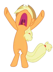 Size: 3082x4152 | Tagged: safe, artist:bigccv, derpibooru import, applejack, pony, the last roundup, aaugh!, big no, bipedal, no, nose in the air, open mouth, screaming, simple background, solo, standing, tongue out, transparent background, uvula, vector, yelling
