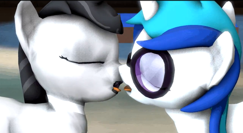 vinyl scratch and rainbow dash kissing