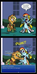 Size: 588x1179 | Tagged: applejack, artist:niban-destikim, derpibooru import, edit, exploitable meme, final fantasy, gala meme, meme, rainbow dash, safe