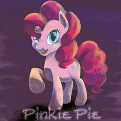 Size: 800x800 | Tagged: safe, artist:zowieblaze, derpibooru import, pinkie pie, earth pony, pony, female, looking at you, mare, open mouth, raised hoof, solo