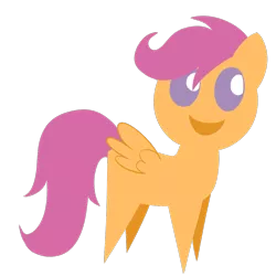 Size: 1000x1000 | Tagged: safe, artist:dragonfoorm, derpibooru import, scootaloo, pegasus, pony, blank flank, female, filly, foal, hooves, lineless, open mouth, pointy ponies, simple background, solo, transparent background, vector, wings