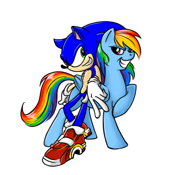 Size: 719x736 | Tagged: artist:fiarel, crossover, dead source, derpibooru import, rainbow dash, safe, simple background, sonic the hedgehog, sonic the hedgehog (series), transparent background