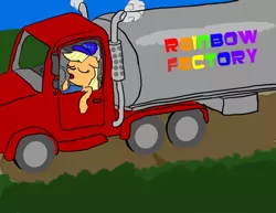 Size: 1280x989 | Tagged: applejack, artist:nimbussurge, derpibooru import, fanfic:rainbow factory, safe, semi truck, solo, truck