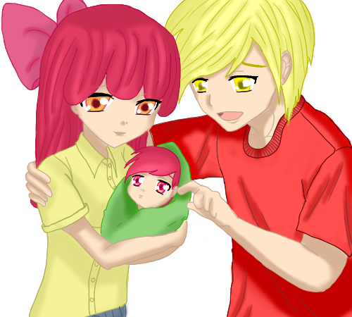 Size: 500x450 | Tagged: apple bloom, artist:danteskitten, derpibooru import, humanized, oc, offspring, safe