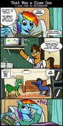 Size: 450x900 | Tagged: artist:balthasar999, comic, derpibooru import, doctor horse, doctor stable, hospital, oh snap, rainbow dash, read it and weep, safe, sitcom, television