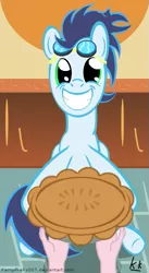Size: 349x635 | Tagged: artist:kampfkeks007, cute, derpibooru import, grin, human, pie, safe, soarin', soarinbetes, that pony sure does love pies