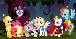 Size: 1289x670 | Tagged: alice in wonderland, angel bunny, applejack, artist:catwhitney, cheshire cat, crossover, dead source, derpibooru import, fluttershy, mad hatter, mane six, pinkie pie, queen of hearts, rainbow dash, rarity, safe, twilight cat, twilight sparkle