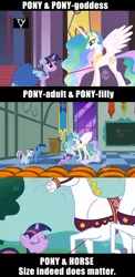 Size: 768x1580 | Tagged: collage, comparison, derpibooru import, ei, female, filly, filly twilight sparkle, horse, hub logo, mouse horse, night light, princess celestia, safe, size comparison, the best night ever, the cutie mark chronicles, tv rating, twilight sparkle, twilight velvet, younger