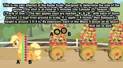 Size: 1280x712 | Tagged: anatomy, applejack, apple system, derpibooru import, don't use your fancy mathematics to muddy the issue, edit, edited screencap, fancy mathematics, math, party of one, safe, screencap, size chart, size comparison, solo, they did the math