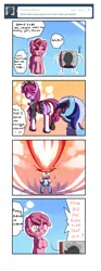 Size: 735x1973 | Tagged: artist:haute-claire, ask, ask ruby pinch, berrygate, berry punch, berryshine, clothes, comic, derpibooru import, female, lesbian, maid, minuette, plot, romana, ruby pinch, shipping, suggestive