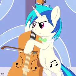 Size: 1600x1600 | Tagged: artist:mostlyponyart, bowtie, cello, derpibooru import, musical instrument, role reversal, safe, vinyl class, vinyl scratch