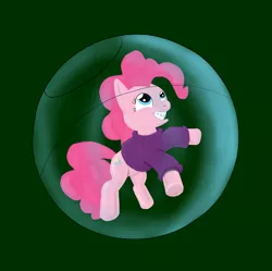 Size: 1600x1594 | Tagged: artist:anthpony, braces, clothes, cosplay, derpibooru import, gravity falls, hamster ball, legend of the gobblewonker, mabel pines, pinkie pie, safe, solo, sweater