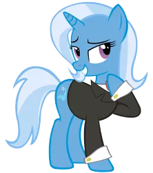 Size: 6000x6771 | Tagged: absurd resolution, artist:sofunnyguy, clothes, derpibooru import, safe, smiling, suit, trixie