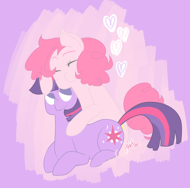 Size: 767x762 | Tagged: safe, artist:girafficorn, derpibooru import, pinkie pie, twilight sparkle, female, heart, lesbian, shipping, twinkie