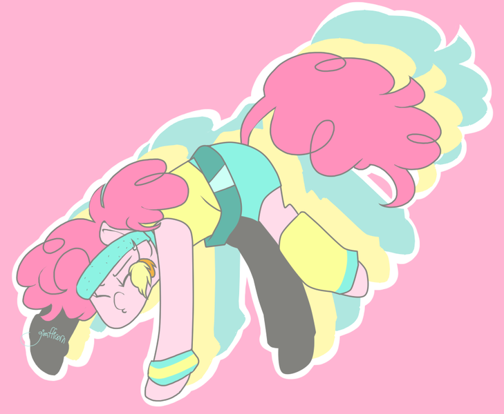 Size: 946x779 | Tagged: 80s, aerobics, artist:girafficorn, dancing, derpibooru import, pinkie pie, safe, sweatband