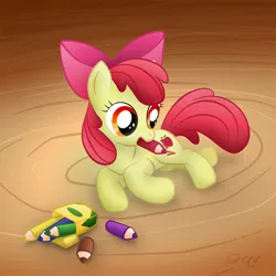 Size: 2000x2000 | Tagged: safe, artist:dcpip, derpibooru import, apple bloom, earth pony, pony, crayon, crayons, cutie mark, female, filly, high res, mouth hold, solo