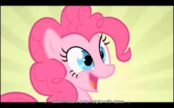 Size: 1024x640 | Tagged: derpibooru import, party of one, pinkie pie, safe, screencap, youtube caption