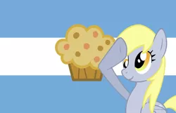 Size: 784x504 | Tagged: safe, derpibooru import, edit, derpy hooves, pegasus, pony, argentina, female, flag, mare, muffin, rainbow dash salutes, recolor, salute