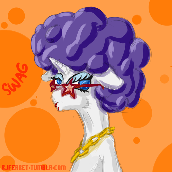 Size: 1000x1000 | Tagged: 70s, afro, artist:rjferret, derpibooru import, disco, frority, glasses, rarity, safe, swag