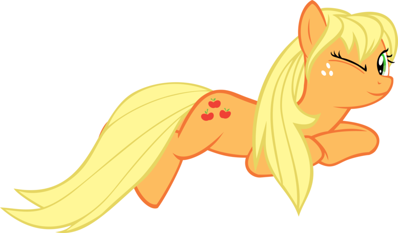Size: 10000x5851 | Tagged: absurd resolution, applejack, artist:up1ter, derpibooru import, looking at you, loose hair, prone, safe, simple background, solo, transparent background, vector, wink