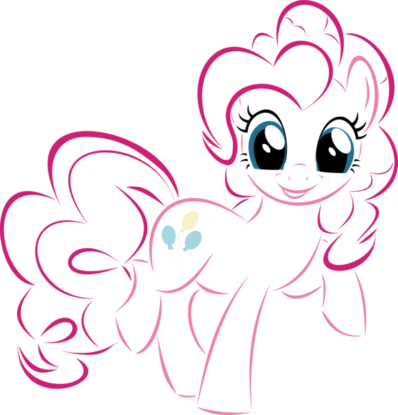 Size: 9247x9628 | Tagged: safe, artist:up1ter, derpibooru import, pinkie pie, earth pony, pony, absurd resolution, cutie mark, female, hooves, lineart, looking at you, mare, simple background, solo, transparent background, vector