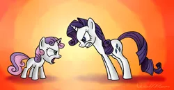 Size: 3217x1677 | Tagged: argument, artist:wolframclaws, derpibooru import, rarity, safe, sweetie belle