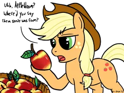 Size: 900x675 | Tagged: safe, artist:aa, derpibooru import, applejack, earth pony, pony, apple, applebucking, female, food, mare, napples, odin sphere, simple background, solo, transparent background