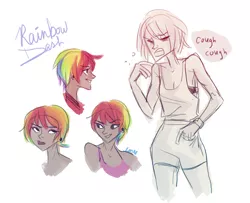 Size: 900x730 | Tagged: artist:emmy, derpibooru import, humanized, rainbow dash, safe, sketch dump, solo