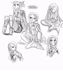 Size: 800x900 | Tagged: artist:emmy, derpibooru import, humanized, safe, sketch, solo, trixie