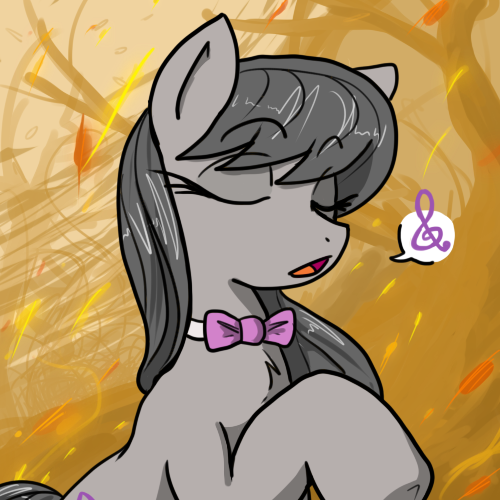 Size: 500x500 | Tagged: safe, artist:reiduran, derpibooru import, octavia melody, earth pony, pony, abstract background, bowtie, clef, eyes closed, solo, speech bubble