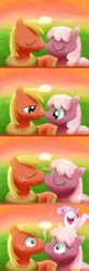 Size: 800x2444 | Tagged: artist needed, safe, derpibooru import, big macintosh, cheerilee, sweetie belle, earth pony, pony, blushing, japanese, kissing, male, pixiv, stallion