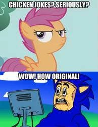 Size: 625x806 | Tagged: blonic, derpibooru import, image macro, safe, scootaloo