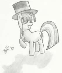 Size: 2408x2824 | Tagged: safe, artist:kingpivot001, derpibooru import, twilight sparkle, hat, high res, monocle, solo, top hat, traditional art