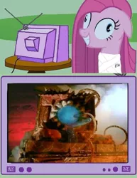 Size: 579x749 | Tagged: actium maximus, actium maximus: war of the alien dinosaurs, derpibooru import, exploitable meme, grand-automiton polpox, pinkamena diane pie, pinkie pie, ponibooru film night, safe, television, tv meme