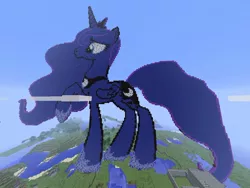 Size: 960x721 | Tagged: safe, artist:blackguardspork, derpibooru import, princess luna, alicorn, pony, female, game screencap, mare, minecraft, minecraft pixel art, pixel art, raised hoof, solo