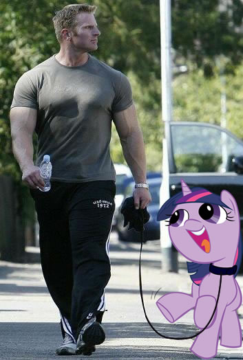 Size: 353x524 | Tagged: safe, artist:sibsy, derpibooru import, edit, twilight sparkle, human, pony, filly, irl, irl human, jack krauser, leash, photo, ponies in real life, pony pet, smeel