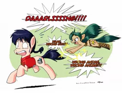 Size: 1200x921 | Tagged: artist:tobibrocki, crossover, derpibooru import, hilarious in hindsight, lum invader, ponified, ranma 1/2, ranma saotome, safe, urusei yatsura