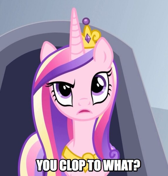 Size: 643x674 | Tagged: suggestive, derpibooru import, edit, edited screencap, screencap, princess cadance, queen chrysalis, alicorn, pony, a canterlot wedding, caption, confused, disguise, disguised changeling, fake cadance, female, image, image macro, implied masturbation, jpeg, mare, royal wedding, solo