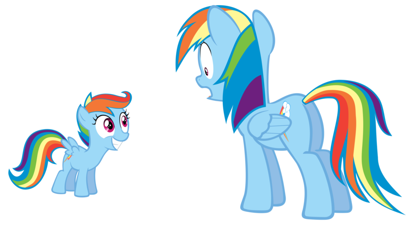 Size: 5604x3153 | Tagged: safe, artist:orangel8989, derpibooru import, rainbow dash, scootaloo, pegasus, pony, artifact, big grin, duo, duo female, dyed coat, dyed mane, female, filly, foal, grin, mare, scootobsession, shocked, simple background, smiling, transparent background, vector