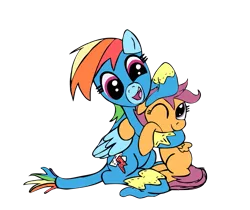 Size: 1027x864 | Tagged: safe, artist:tranquilmind, derpibooru import, rainbow dash, scootaloo, pegasus, pony, female, filly, mare, noogie, scootalove, simple background, transparent background