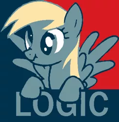 Size: 390x400 | Tagged: safe, derpibooru import, derpy hooves, pegasus, pony, female, hope poster, logic, mare, scrunchy face, shepard fairey