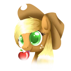 Size: 847x843 | Tagged: safe, artist:doodlett, derpibooru import, applejack, apple, bust, food, licking, obligatory apple, portrait, solo, tongue out