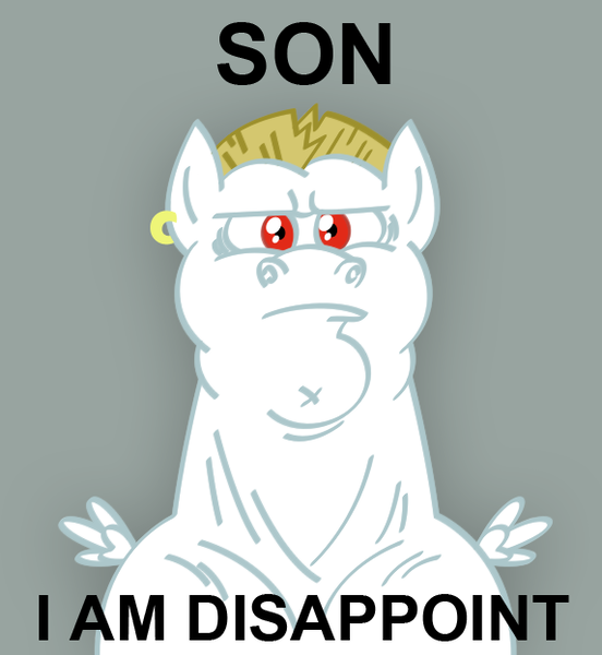 Size: 573x623 | Tagged: artist:songoharotto, bulk biceps, derpibooru import, disappoint, frown, glare, i am disappoint, image macro, meme, parody, safe, solo, son i am disappoint