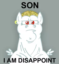 Size: 573x623 | Tagged: artist:songoharotto, bulk biceps, derpibooru import, disappoint, frown, glare, i am disappoint, image macro, meme, parody, safe, solo, son i am disappoint