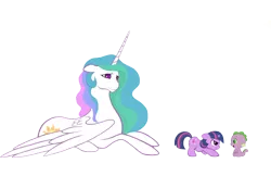 Size: 4113x2660 | Tagged: artist:howlingwind14, baby, derpibooru import, filly, princess celestia, safe, spike, twilight sparkle