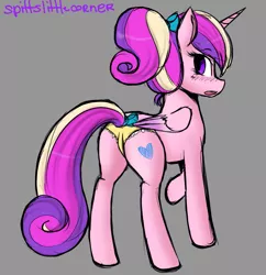 Size: 915x945 | Tagged: dead source, suggestive, derpibooru import, princess cadance, alicorn, pony, alternate hairstyle, clothes, female, panties, plot, solo, solo female, underwear