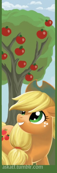 Size: 200x600 | Tagged: applejack, artist:sugarsongart, bookmark, derpibooru import, safe, solo, tree