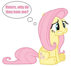 Size: 1600x1481 | Tagged: safe, artist:daviez20, derpibooru import, fluttershy, pegasus, pony, female, folded wings, hate, lip bite, mare, simple background, sitting, solo, thinking, thought bubble, three quarter view, transparent background, wings
