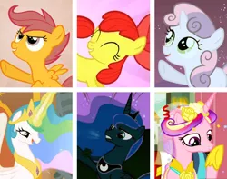 Size: 746x589 | Tagged: apple bloom, derpibooru import, photoset, princess cadance, princess celestia, princess luna, safe, scootaloo, sweetie belle